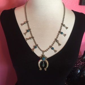 Squash Blossom faux turquoise necklace
